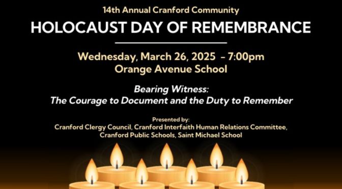 Cranford Holocaust Day of Remembrance 2025