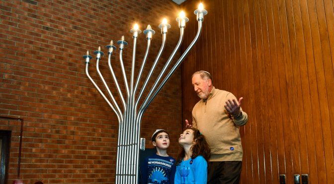 Lighting the menorah